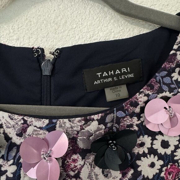 Tahari Floral Sleeveless Fit & Flare Dress Womens Size 10 Cocktail Party Wedding - Picture 2 of 7